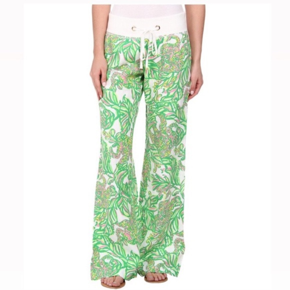 Lily Pulitzer Green and Pink The Beach Pant NWT